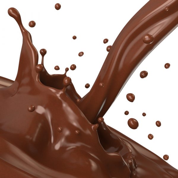 chocolate tempering: image of pouring liquid chocolate