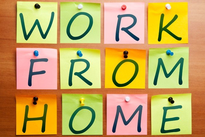 benefits of being a work-from-home mum: colourful post-its that spell work from home