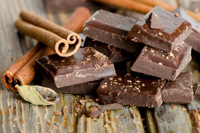 chocolate: chocolate squares and cinammon