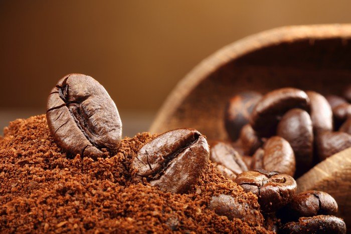coffee: coffee beans and ground coffee