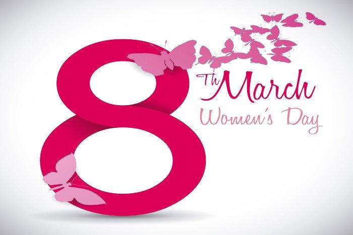 International Women's Day: A big number 8 in pink with other markings around it