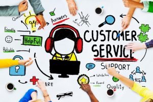 collage of aspects of customer service